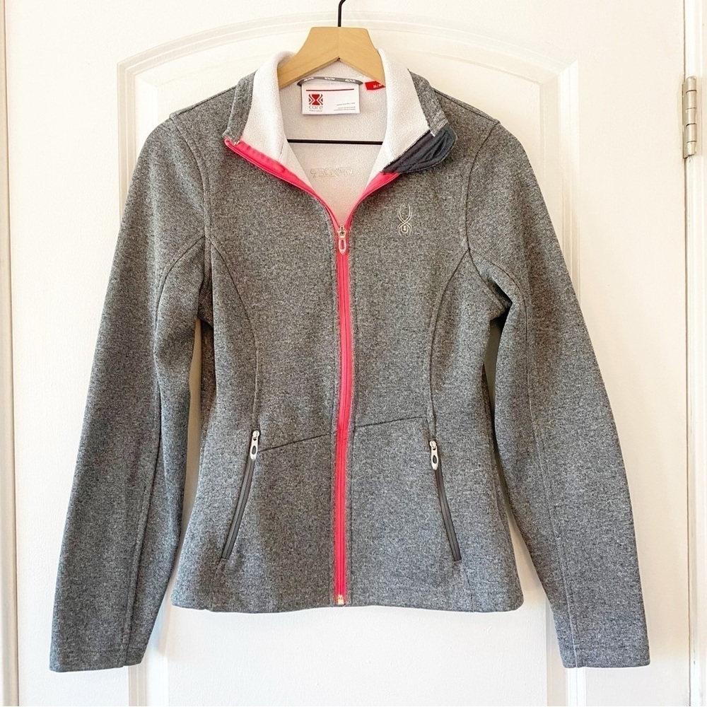 SPYDER Gray Pink Trim Full Zip Sweatshirt Size Medium Outdoors